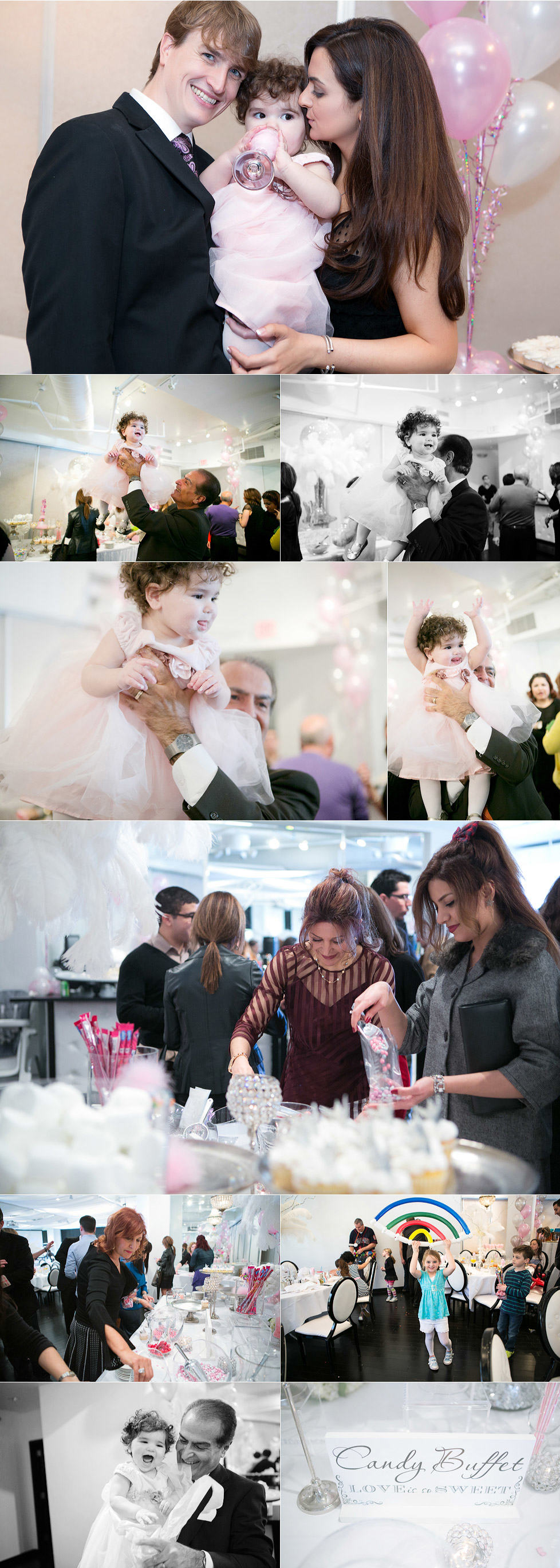 Kansas City Event Photographer Elle Turns One first birthday party girl with parents collage