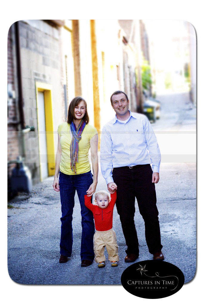 family in urban setting boy with red shirt Kansas City