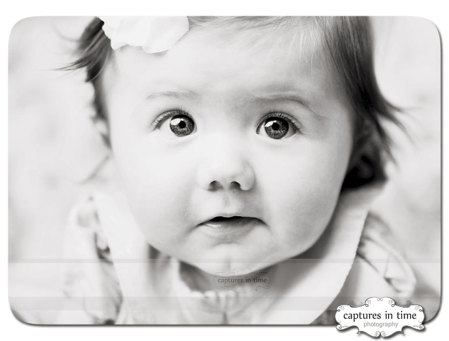 Kansas City Baby Photographer 4 Months Old black and white with bow