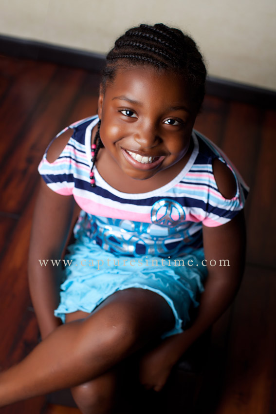 Blue Springs Child Photographer pretty girl striped shirt