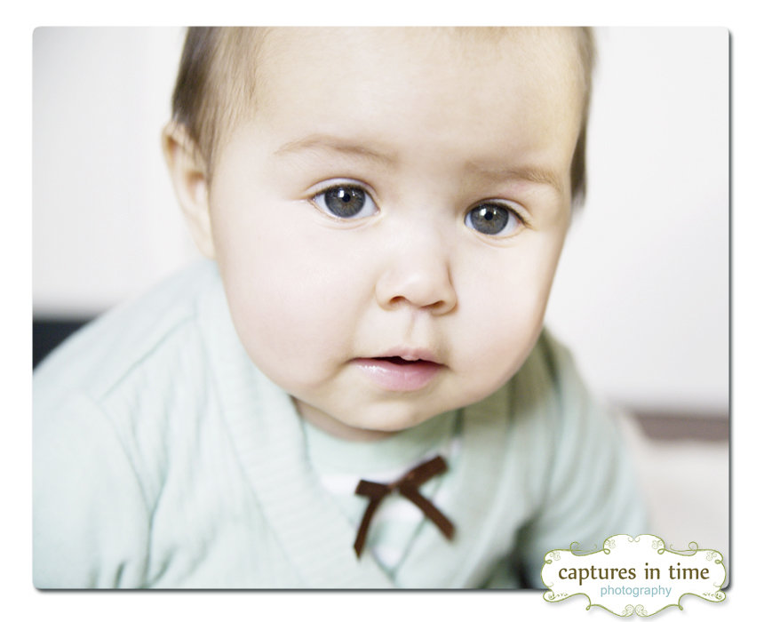 Kansas City Photographer sweet baby girl in blue with hazel eyes