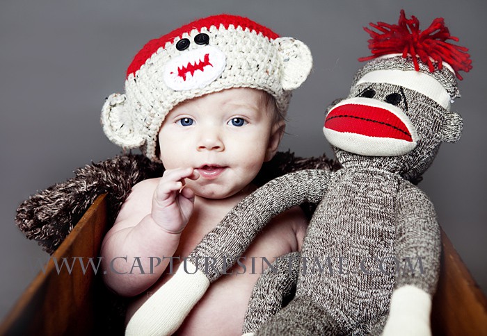 Sock Monkey Hat on baby
