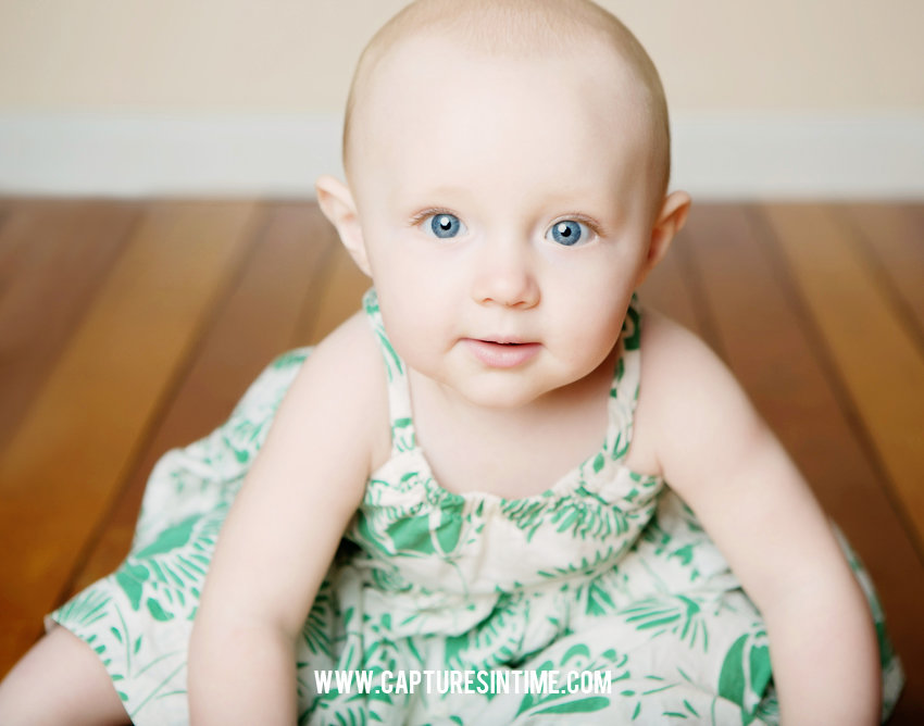 Clover 6 month baby pictures green dress