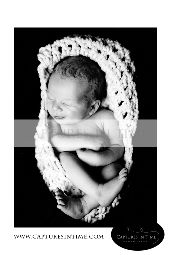 Kansas City Newborn Photography black and white baby in cocoon