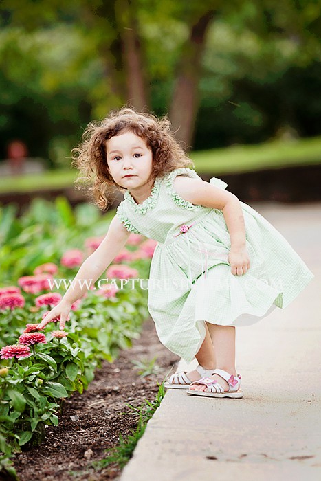 Loose Park girl touching flowers